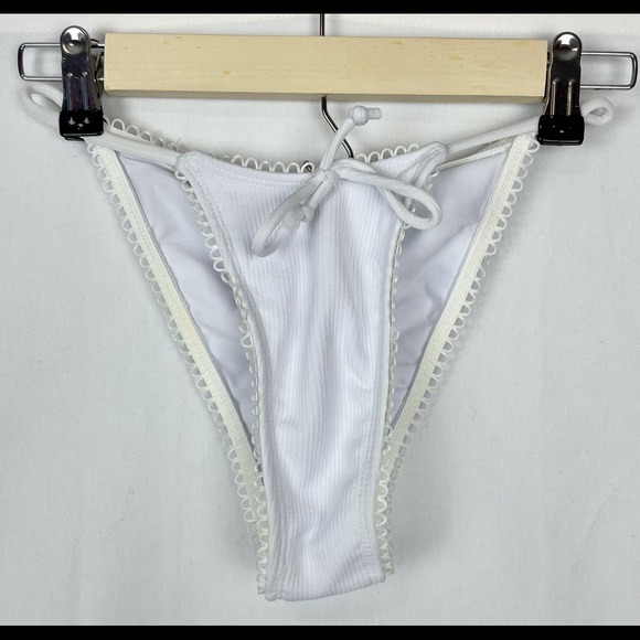 White lace with String tie bikini bottoms - Picture 2 of 4